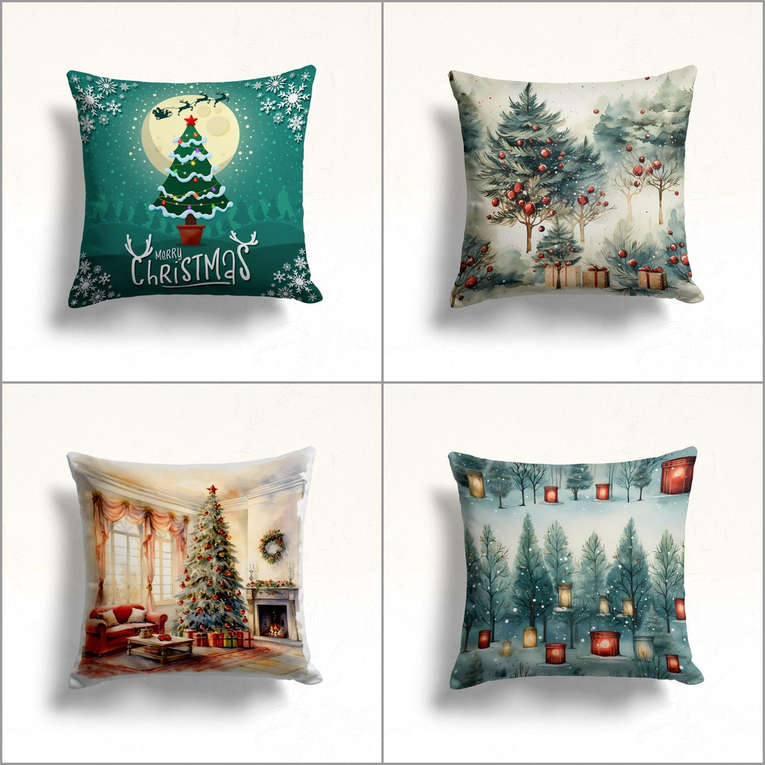 Merry Christmas Throw Pillowcase|Winter Sofa Pillow Case|Snowflake Couch Cushion Cover|Snow Porch Cushion Case|Xmas Tree Pillow Cover