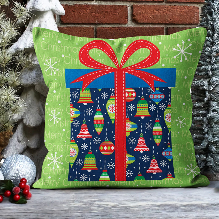 Gnome Print Pillowcase|Candy Cane Throw Pillow Cover|Winter Sofa Pillow Sham|Merry Xmas Home Decor|Gift Box Cushion Case|Dwarf Santa Pillow