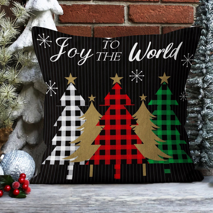 Merry Xmas Sofa Pillow Case|Santa Claus Throw Pillow Cover|Check Pine Tree Outdoor Pillowcase|Have a Holly Jolly Christmas Cushion Case