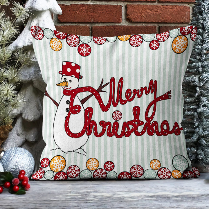 Winter Cushion Cover|Let Is Snow Home Decor|Snowman Outdoor Pillowcase|Snowflake Sofa Pillow Sham|Merry Xmas Throw Pillow Case