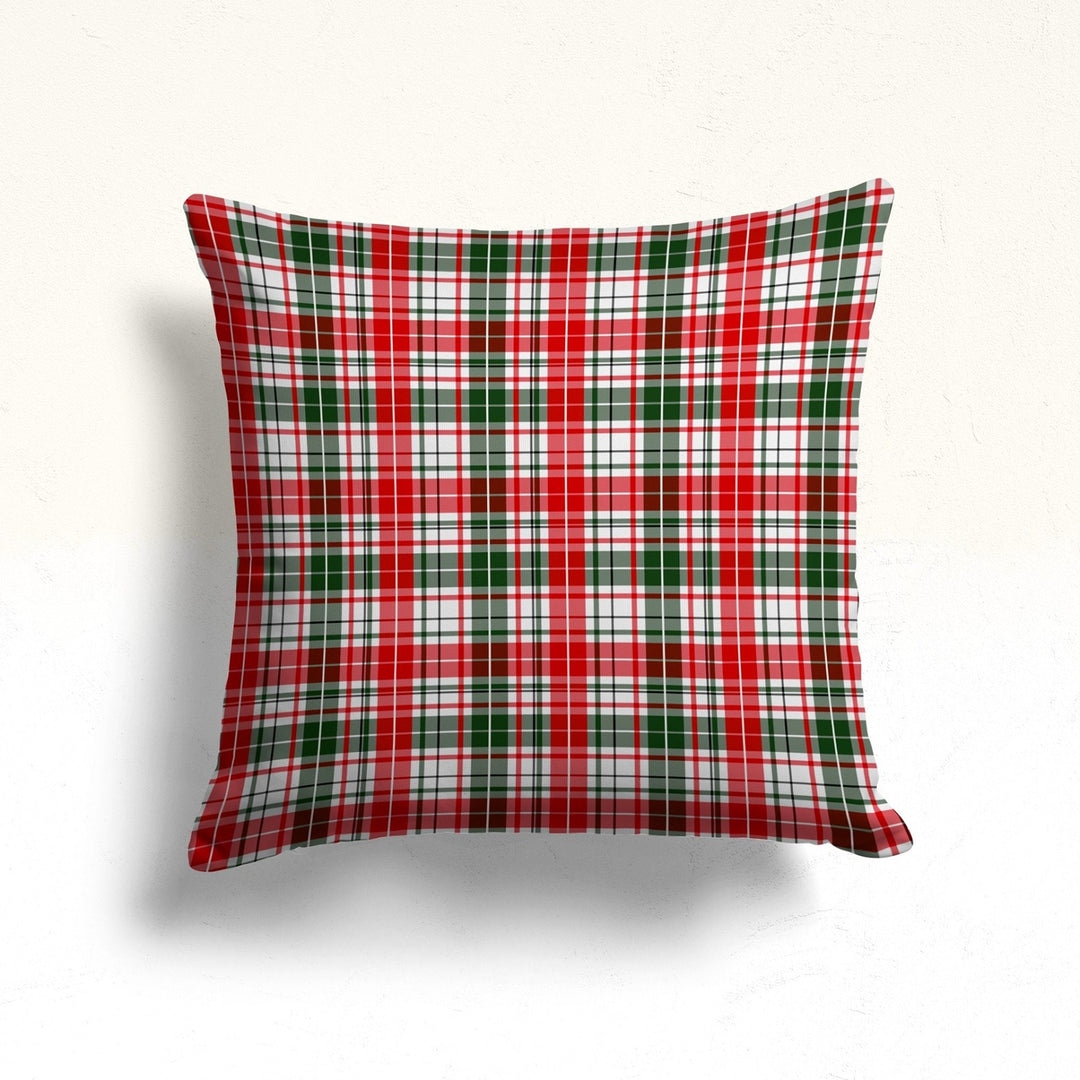 Plaid Design Winter Sofa Pillow Case|Red White Poinsettia Cushion Case|Outdoor Pillowcase|Xmas Truck Full of Gift Boxes Throw Pillow Top