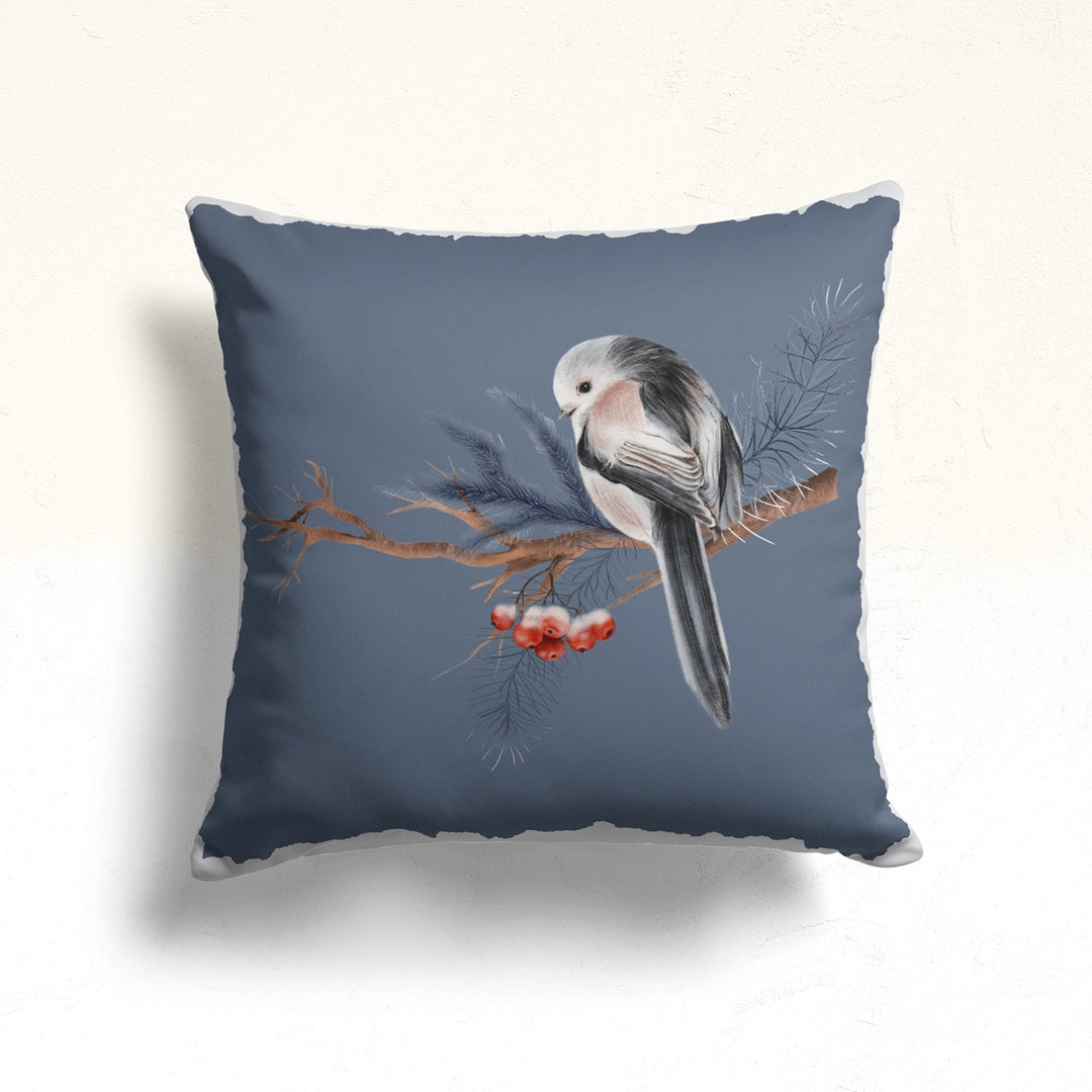 Winter Bird Throw Pillow Cover|Moon Throw Pillow Case|Farmhouse Cushion Cover|Red Berry Outdoor Pillowcase|Pine Cone Sofa Pillow Sham