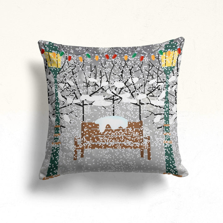 Winter Pillowcase|Snow Throw Pillow Case|Pine Tree Pillowtop|Snowman Home Decor|Xmas Gift Box Outdoor Cushion Cover|Truck Porch Pillow Sham