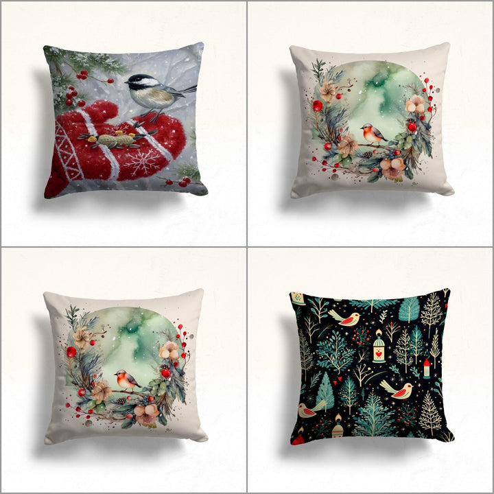 Winter Trend Cushion Case|Bird Sofa Pillow Case|Pine Tree Pillow Cover|Xmas Glove Throw Pillowtop|Flower Outdoor Pillowcase