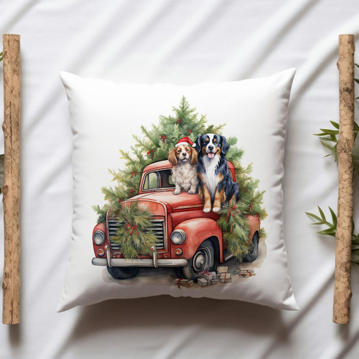 Christmas Pillow Cover|Horse Throw Pillowtop|Dog Sofa Pillow Case|Red Truck Print Winter Outdoor Pillowcase|Xmas Tree Porch Cushion Case