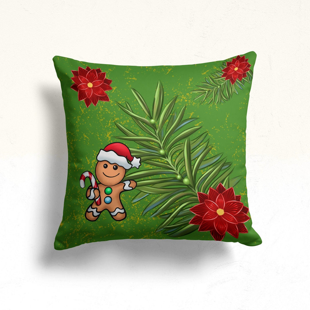 Christmas Throw Pillowtop|Red Flower Pillow Cover|Xmas Red Berry Winter Pillow Case|Candy Cane House Sofa Cushion Case|Farmhouse Pillowtop