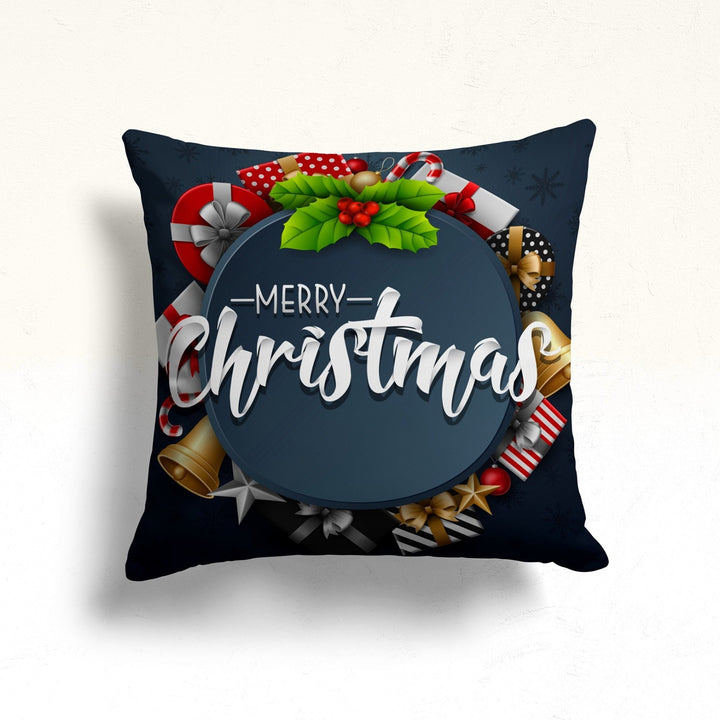 Merry Christmas Porch Pillow Case|Xmas Throw Pillowcase|Snowflake Sofa Cushion Case|Winter Pillow Cover|Red Berry Outdoor Cushion Cover