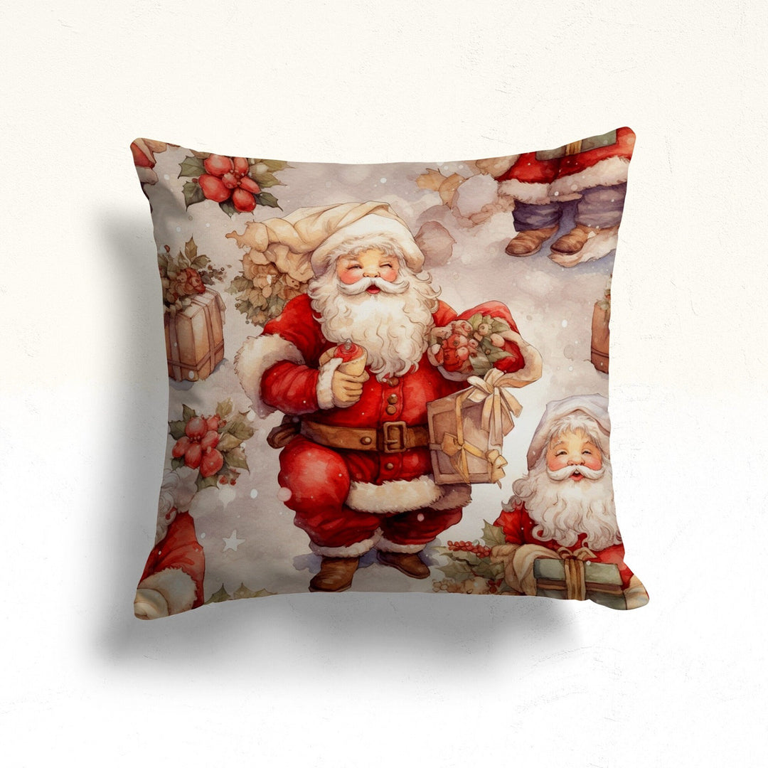 Santa Claus Outdoor Cushion Case|Father Christmas Sofa Cushion Case|Xmas Decoration Throw Pillowcase|Pine Tree Pillow Cover|Winter Pillow