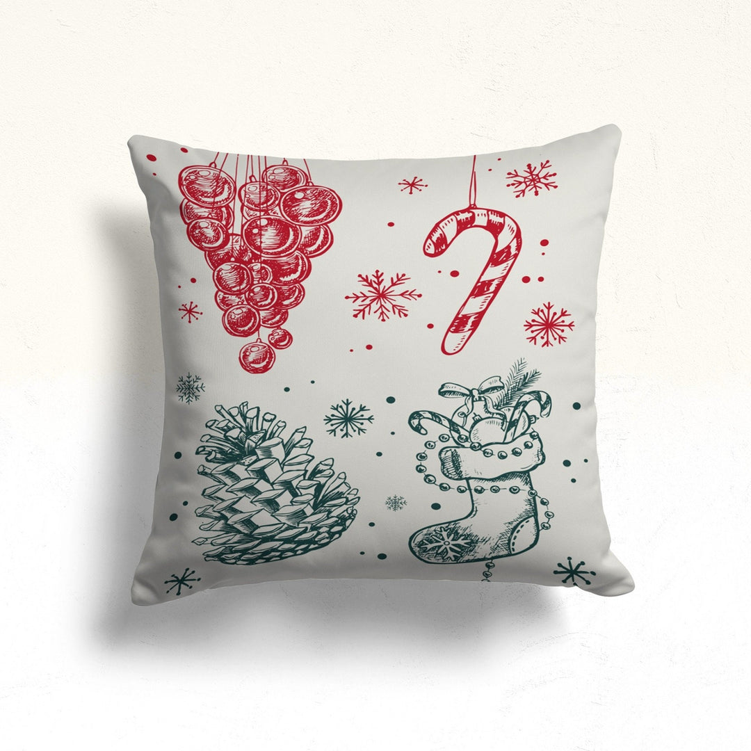 Hope Print Outdoor Cushion Case|Xmas Ornament Sofa Cushion Case|Candy Cane Porch Pillow Sham|Winter Pine Cone Throw Pillowcase