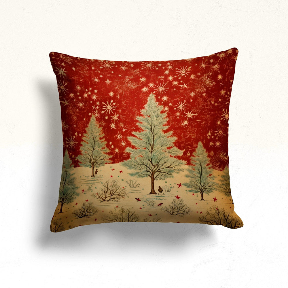 Decorated Xmas Tree Pillow Cover|Star Print Sofa Pillow Case|Winter Throw Pillowcase|Christmas Couch Cushion Cover|Snowflake Porch Cushion