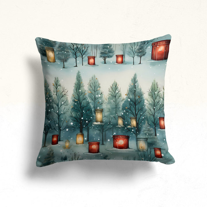 Merry Christmas Throw Pillowcase|Winter Sofa Pillow Case|Snowflake Couch Cushion Cover|Snow Porch Cushion Case|Xmas Tree Pillow Cover