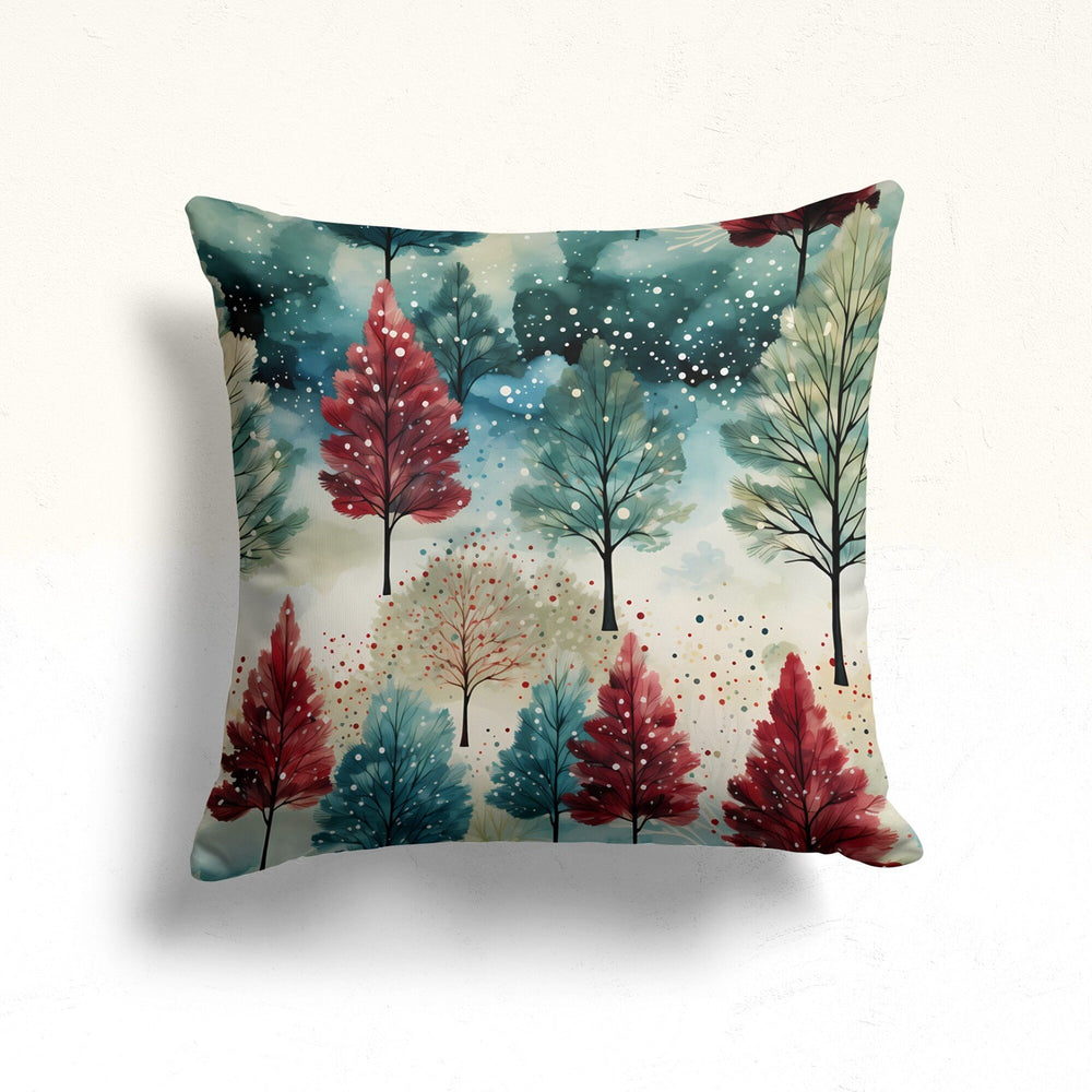 Winter Throw Pillowcase|Cozy Farmhouse Cushion Case|Xmas Tree Boho Pillow Cover|Christmas Couch Cushion Cover|Tree Print Outdoor Pillow Case