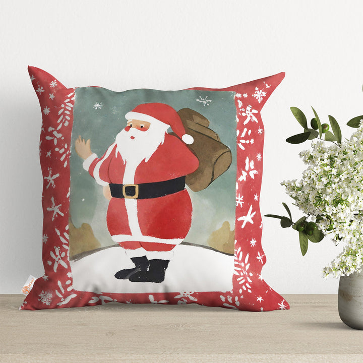 Santa Claus Print Pillow Cover|Winter Cushion Cover|Xmas Porch Decor|Snow Pillow Case|Cozy Cushion Case|Christmas Sofa Throw Pillowtop