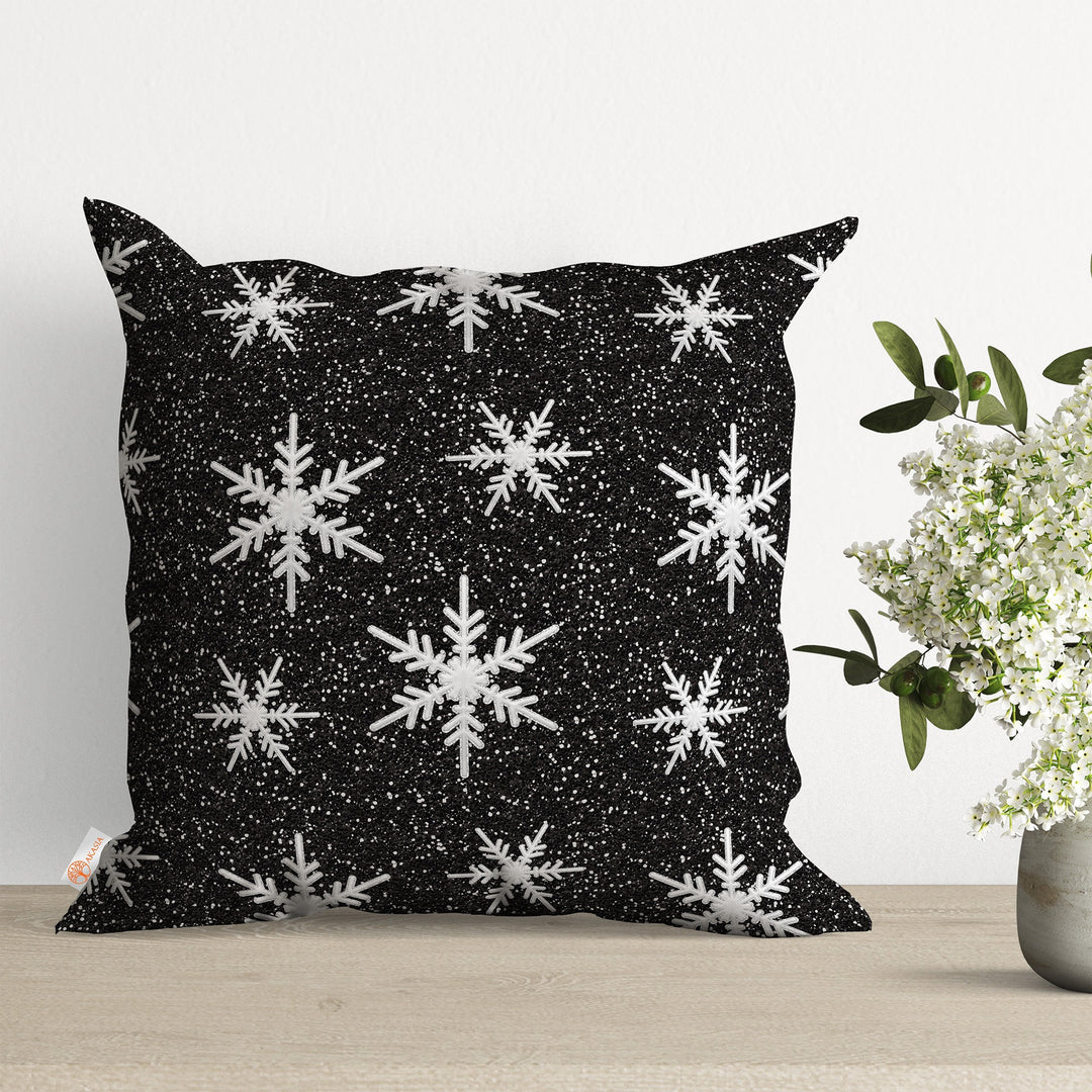 Checkered Snowflake Throw Pillowtop|Plaid Pattern Porch Decor|Winter Pillow Case|Xmas Cushion Cover|Geometric Pillow Cover|Black White Decor