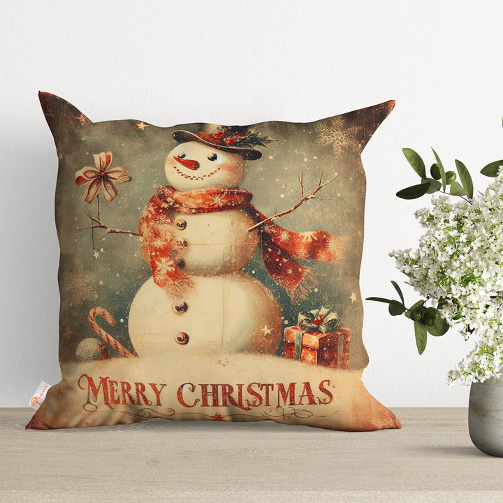 Snowman Print Xmas Pillow Case|Merry Christmas Cushion Cover|Winter Sofa Decor|Xmas Pillow Cover|Decorative Pillowtop|Winter Trend Cushion