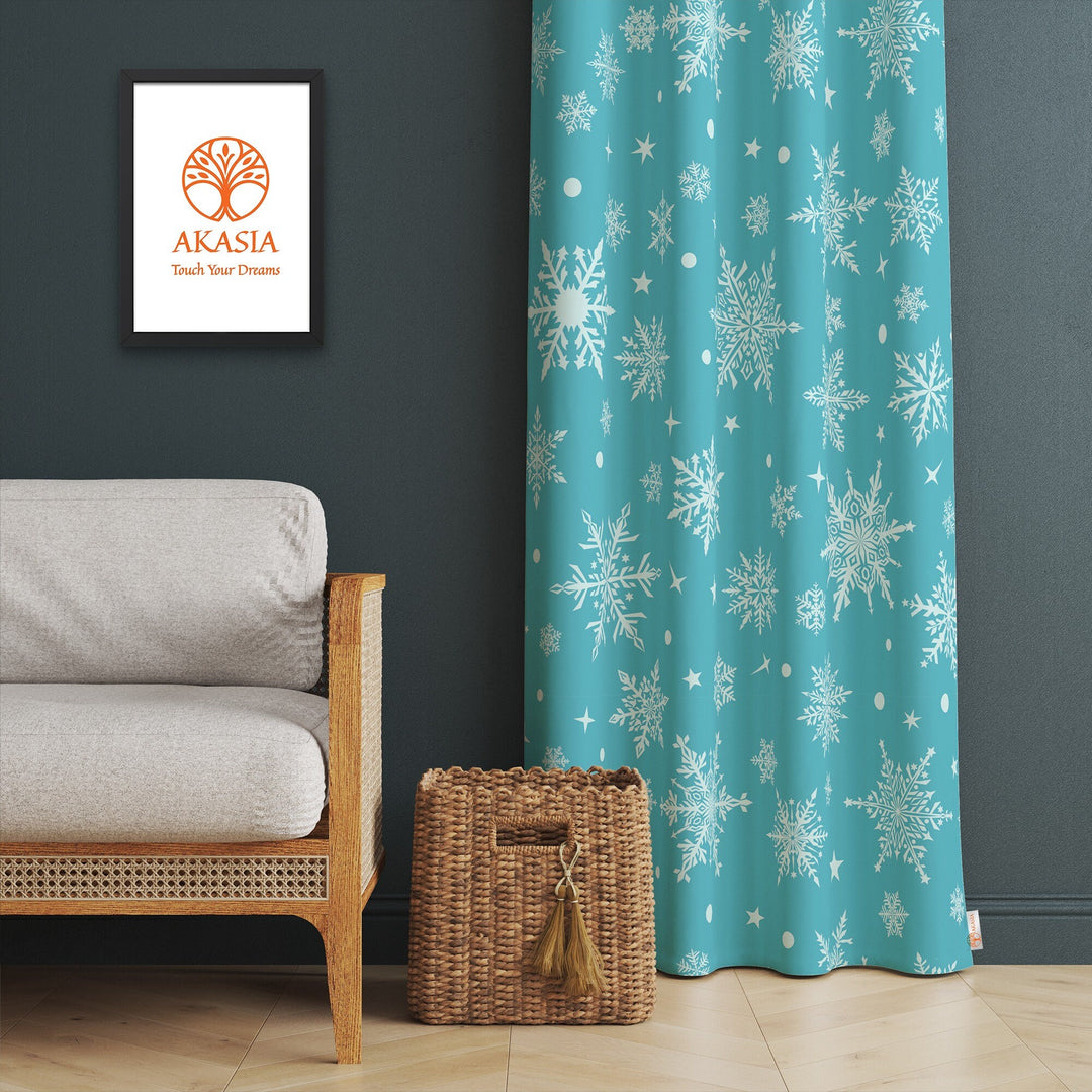 Snowflake Curtain|Winter Trend Curtain|Geometric Curtain|Xmas Home Decor|Seasonal Living Room Curtain|Thermal Insulated Window Treatment