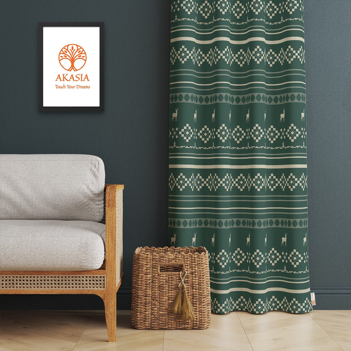 Winter Trend Curtain|Pixel Art Pine Tree Curtain|Rug Design Curtain|Xmas Home Decor|Living Room Curtain|Thermal Insulated Window Treatment