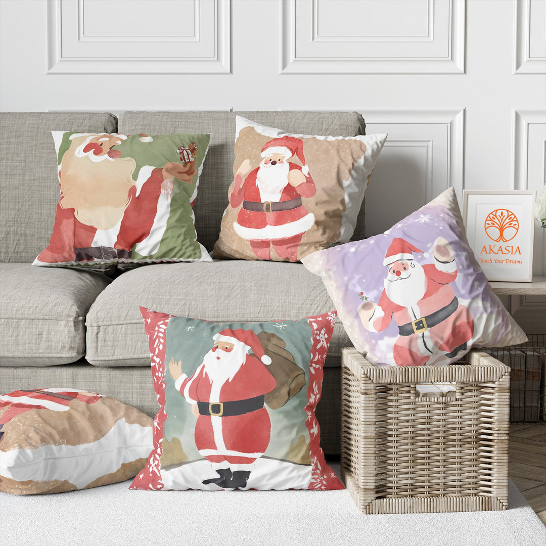 Santa Claus Print Pillow Cover|Winter Cushion Cover|Xmas Porch Decor|Snow Pillow Case|Cozy Cushion Case|Christmas Sofa Throw Pillowtop