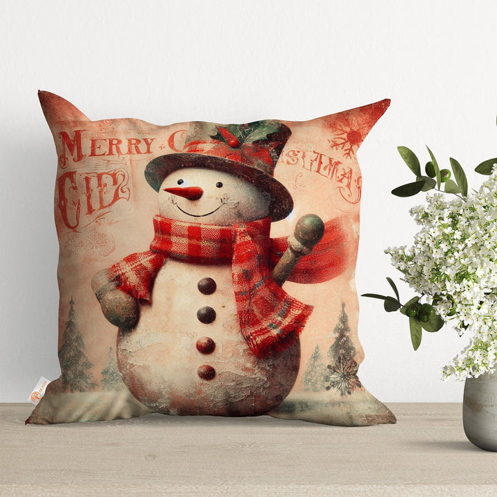 Snowman Print Xmas Pillow Case|Merry Christmas Cushion Cover|Winter Sofa Decor|Xmas Pillow Cover|Decorative Pillowtop|Winter Trend Cushion