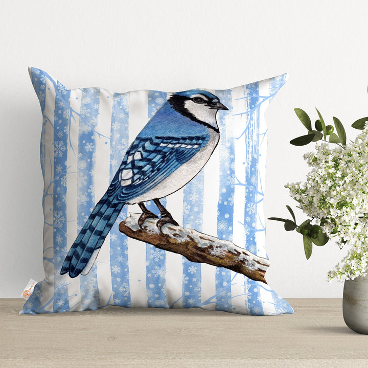 Winter Pillowcase|Winter Bird Pillow Cover|Floral Cushion Cover|Xmas Gift Ideas|Decorative Cushion Case|Housewarming Decor|Xmas Throw Pillow