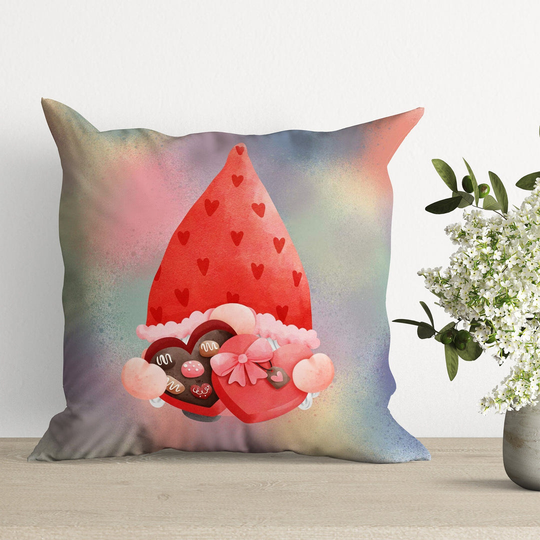 Valentine's Day Pillowcase|Gnome and Heart Print Romantic Cushion Cover|I Love You Home Decor Gift|Couple Pillowcases|Throw Pillow Case