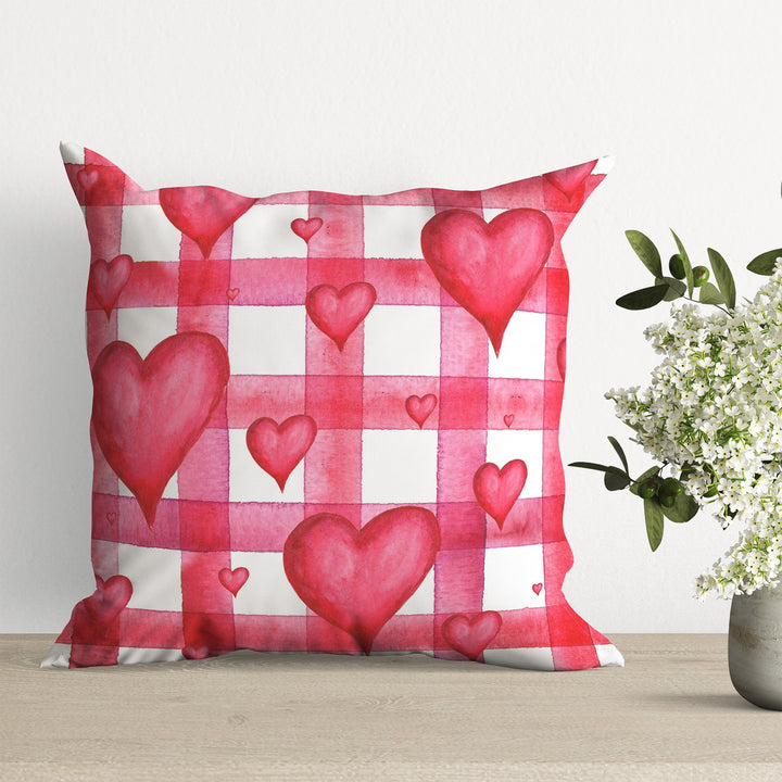 Valentine Pillow Cover|Striped Cushion Case|Love Throw Pillowcase|Plaid Pillow Case|Heart Print Cushion Cover|Romantic Home Decor