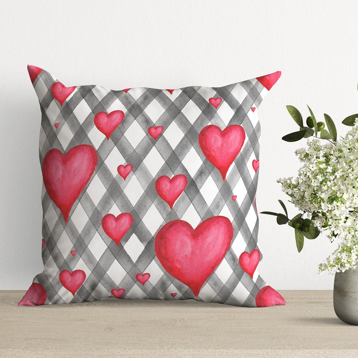 Valentine Pillow Cover|Striped Cushion Case|Love Throw Pillowcase|Plaid Pillow Case|Heart Print Cushion Cover|Romantic Home Decor