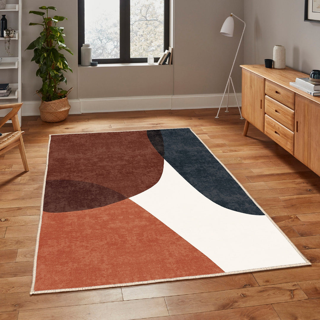 Decorative Area Rug|Abstract Floor Covering|Machine-Washable Non-Slip Rug|Cozy Living Room Rug|Stylish Multi-Purpose Anti-Slip Carpet