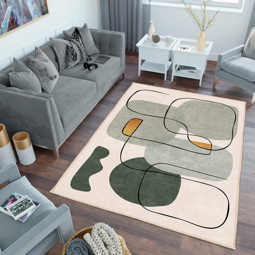 Abstract Area Rug|Onedraw Carpet|Machine-Washable Non-Slip Rug|Cozy Living Room Rug|Farmhouse Multi-Purpose Anti-Slip Carpet|Floor Covering