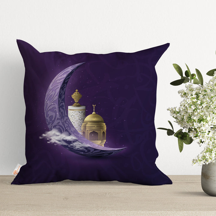 Crescent Moon Pillow Cover|Religious Motif Cushion Case|Eid Home Decor|Islamic Elegance Pillowcase|Ramadan Blessings Cushion Cover