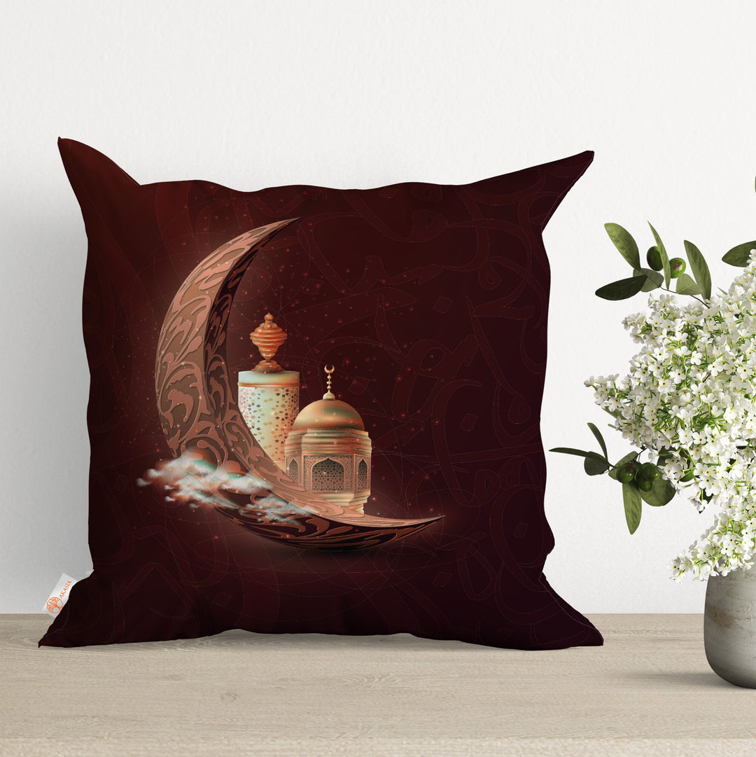 Crescent Moon Pillow Cover|Religious Motif Cushion Case|Eid Home Decor|Islamic Elegance Pillowcase|Ramadan Blessings Cushion Cover