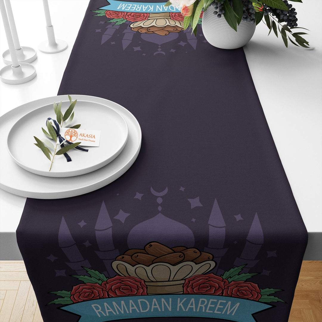 Ramadan Kareem Print Table Centerpiece|Islamic Table Runner|Eid Mubarak Table Decor|Religious Table Dressing|Mystic Authentic Tablecloth