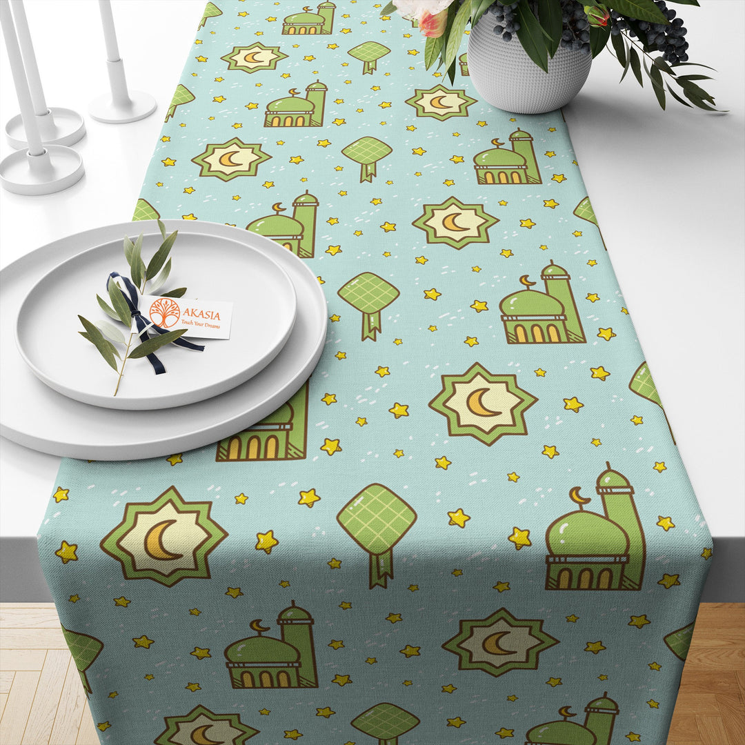 Islamic Table Cover|Mosque Print Table Runner|Ramadan Kareem Table Cloth|Religious Tablecloth|Ramadan Lantern Table Dressing|Gift for Muslim