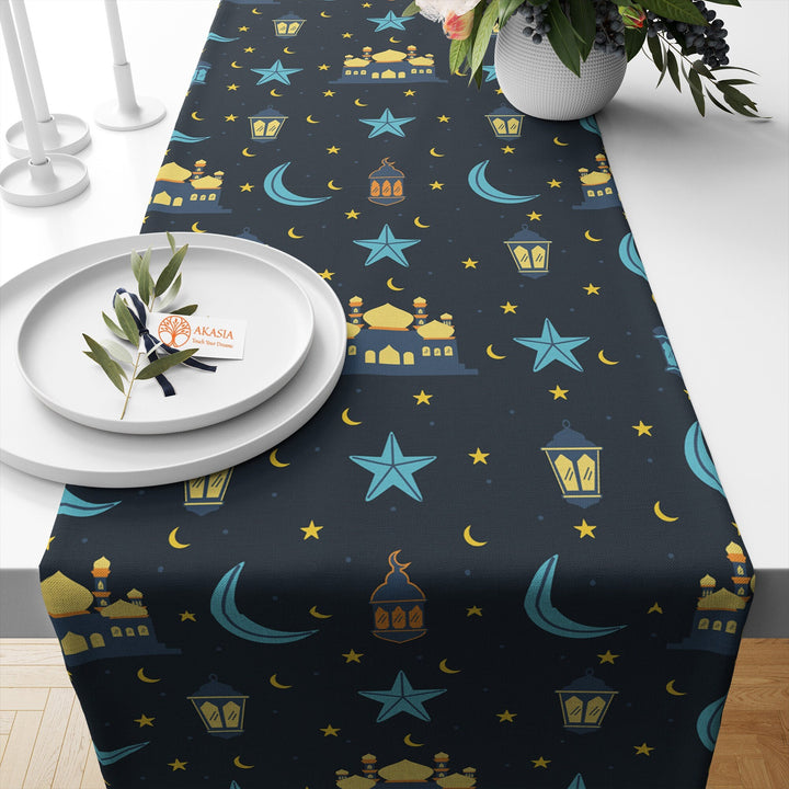 Islamic Table Cover|Mosque Print Table Runner|Ramadan Kareem Table Cloth|Religious Tablecloth|Ramadan Lantern Table Dressing|Gift for Muslim