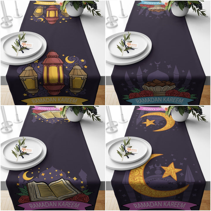 Ramadan Kareem Print Table Centerpiece|Islamic Table Runner|Eid Mubarak Table Decor|Religious Table Dressing|Mystic Authentic Tablecloth