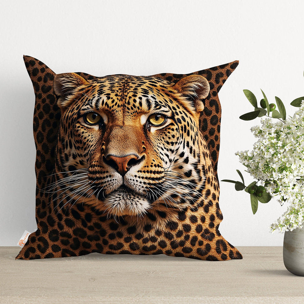 Floral Animal Pillow Cover|Tiger Cushion Case|Black Cat Pillowcase|Leopard Throw Pillow Cover|Animal Portrait Cushion Case|Farmhouse Gift