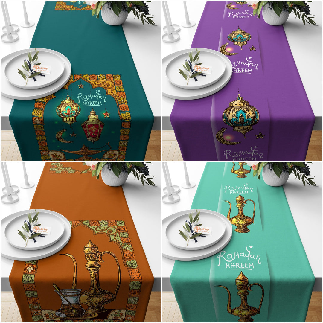 Islamic Table Runner|Ramadan Kareem Print Table Centerpiece|Eid Mubarak Table Decor|Religious Table Dressing|Mystic Authentic Tablecloth